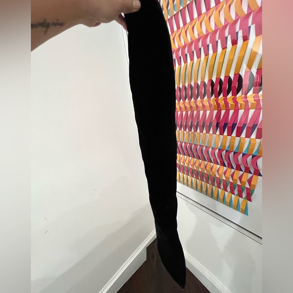 Saint Laurent Women's Niki Black Velvet Over The Knee Boots - Picture 9 of 14